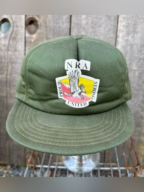 Vintage Olive Green NRA Patch Cap